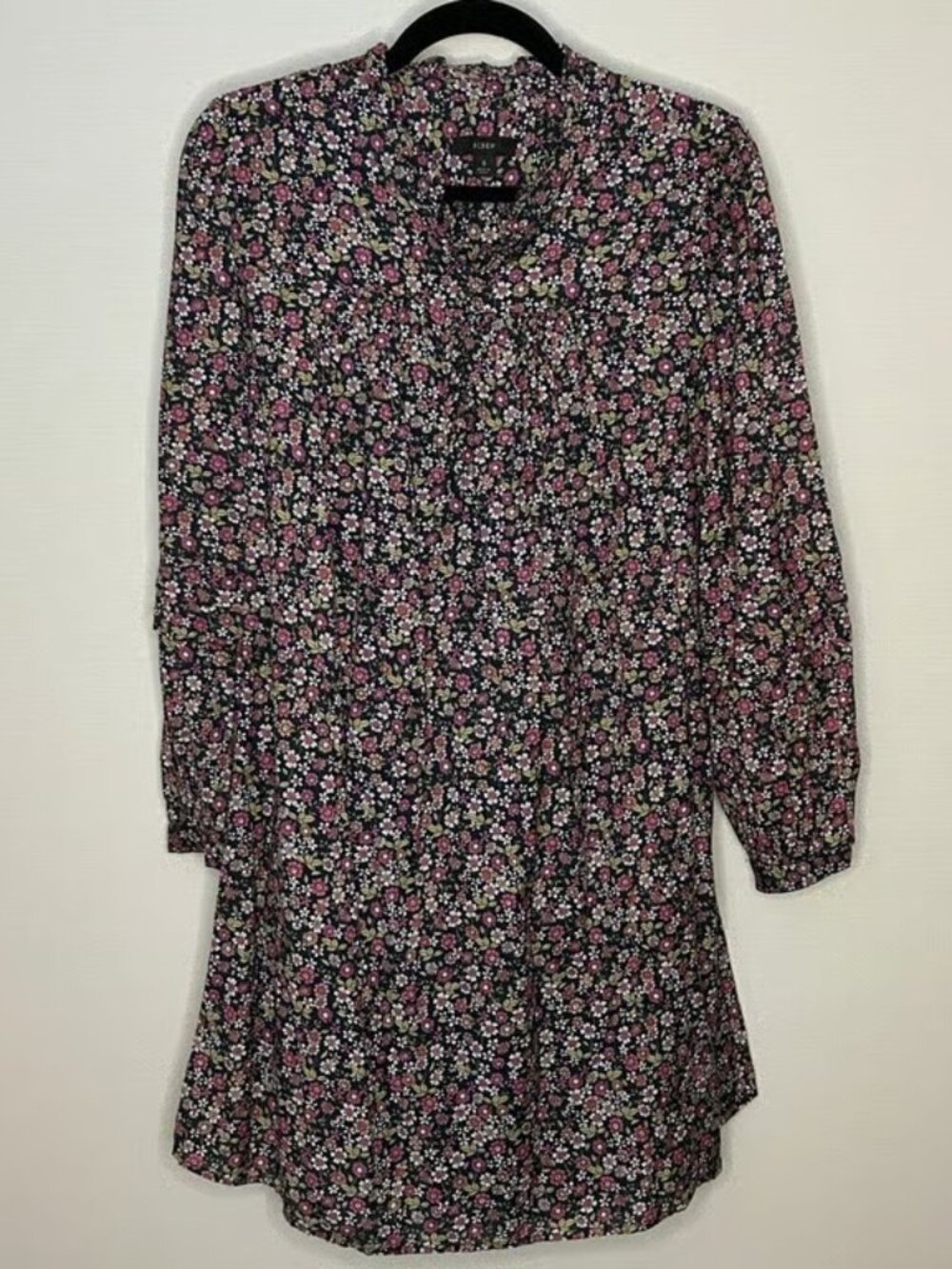 J.Crew Floral Print Long Sleeve Shirt Dress Button Neck Boho Women Small
